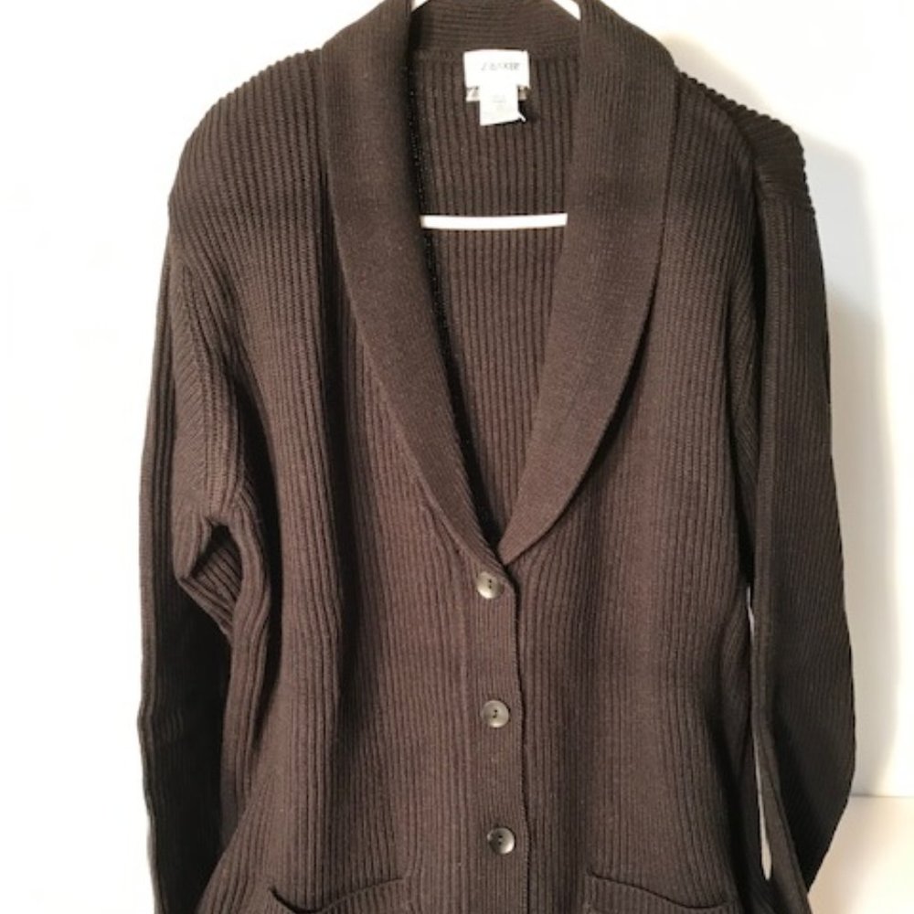Liz Baker Shawl Collar Cardigan Sweater LARGE